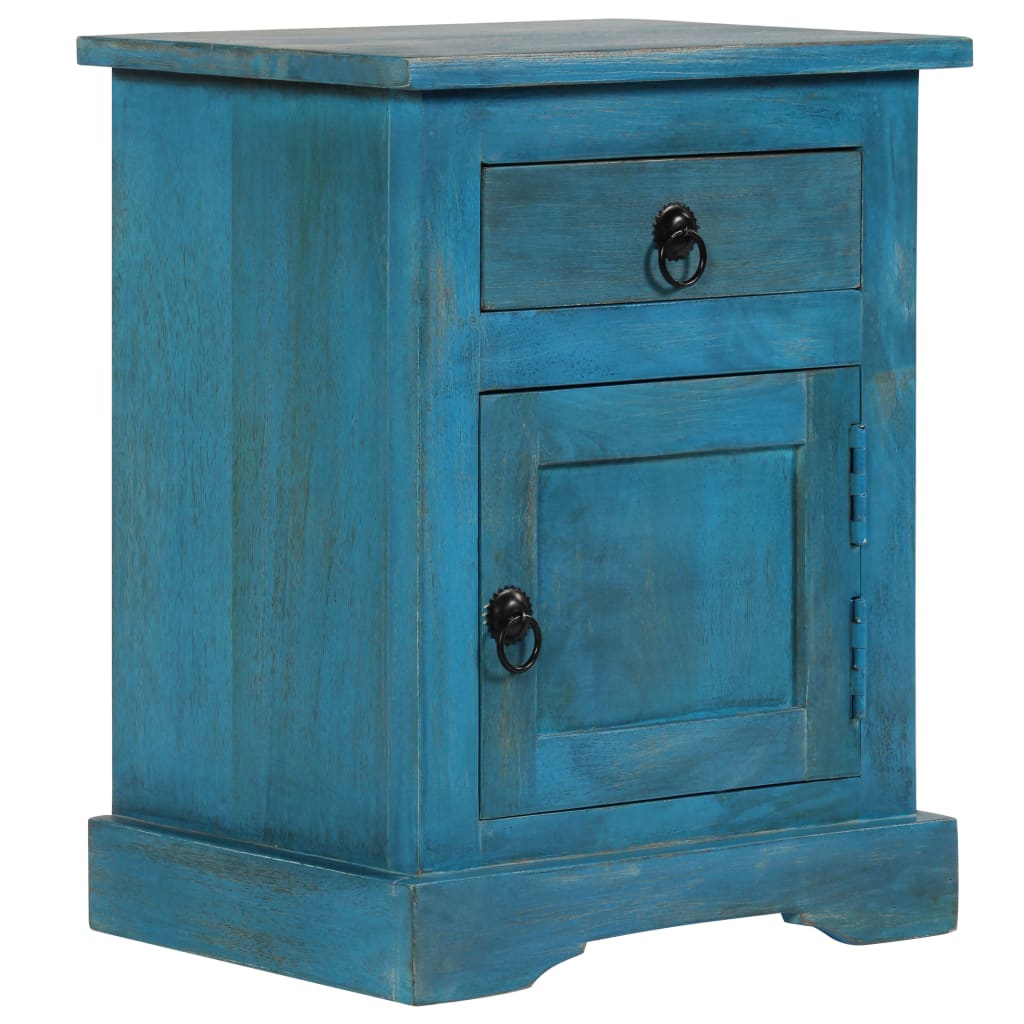 Noční stolek masivní mangovníkové dřevo 40 x 30 x 50 cm modrý