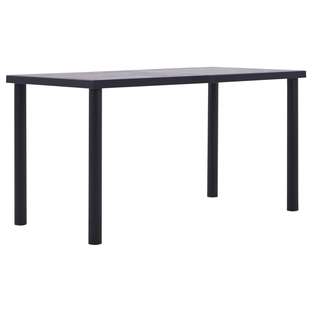 Jídelní stůl černý a betonově šedý 140 x 70 x 75 cm MDF