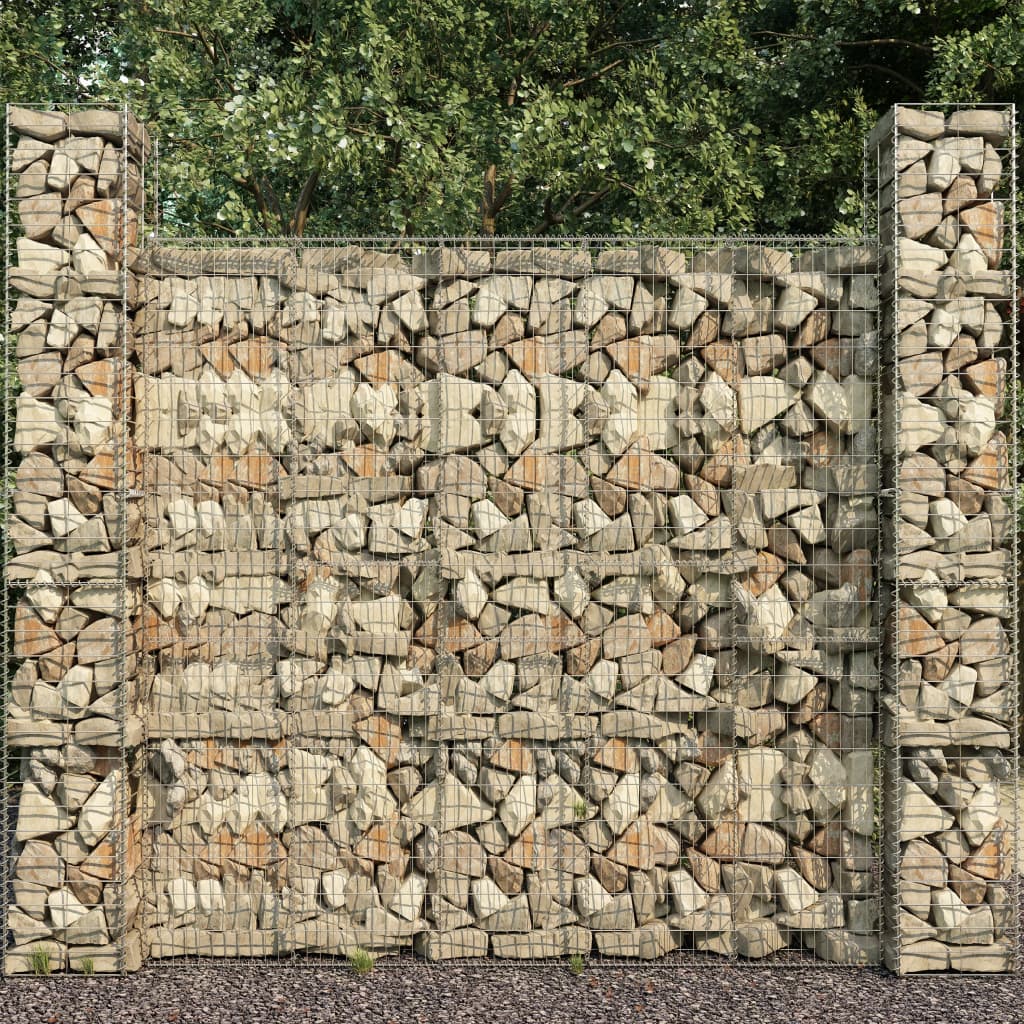 Gabionová zeď s víkem z pozinkované oceli 600 x 50 x 200 cm