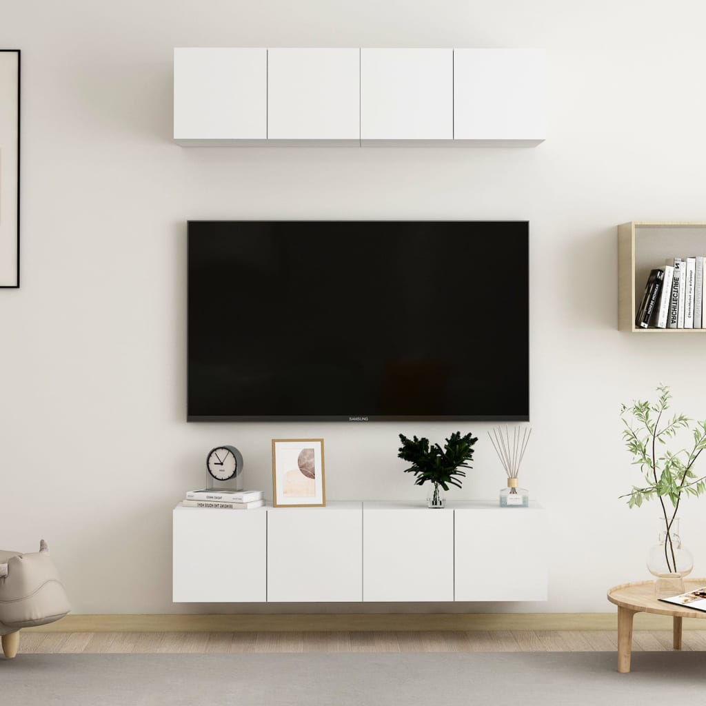 TV stolky 4 ks bílé 60 x 30 x 30 cm kompozitní dřevo