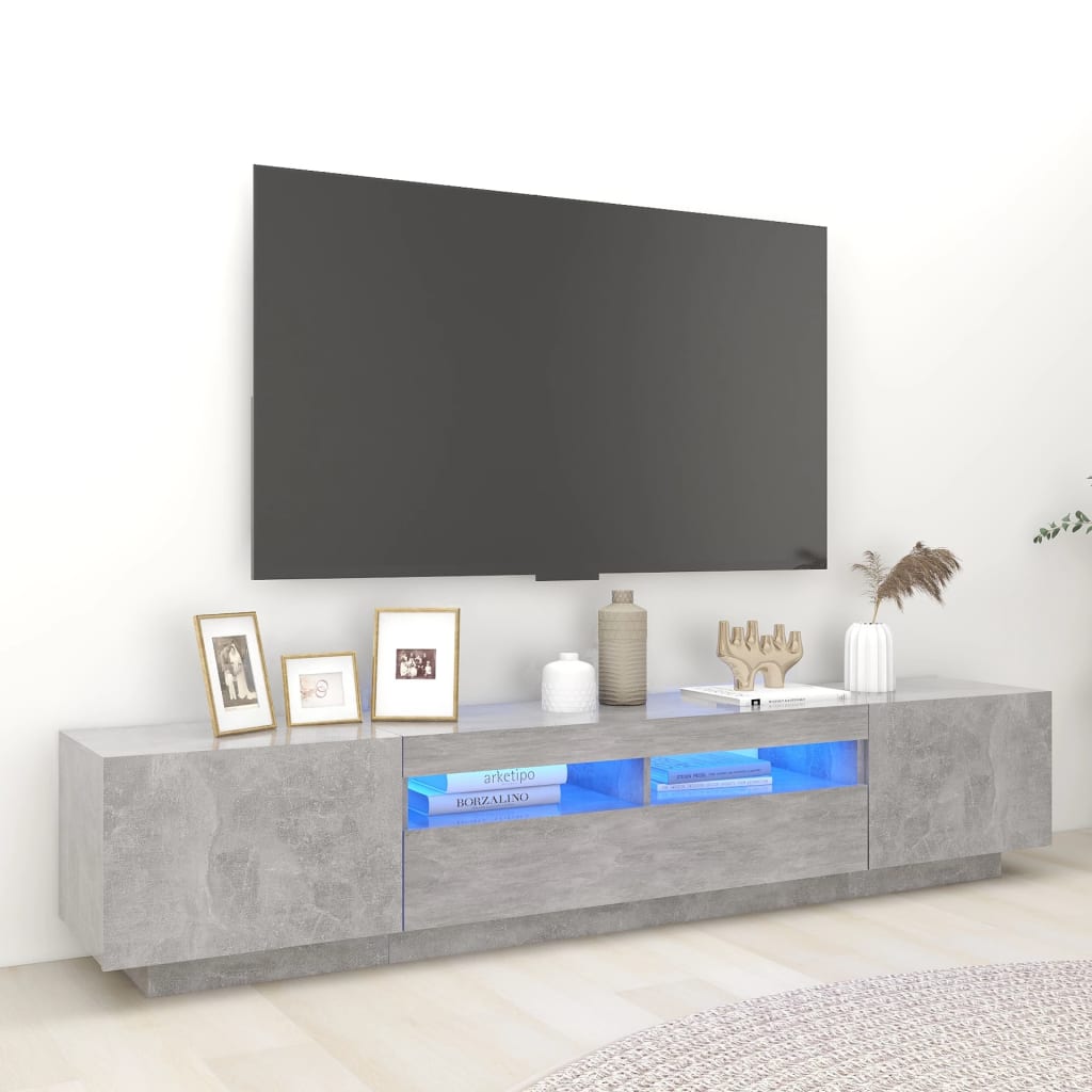 TV skříňka s LED osvětlením betonově šedá 200 x 35 x 40 cm