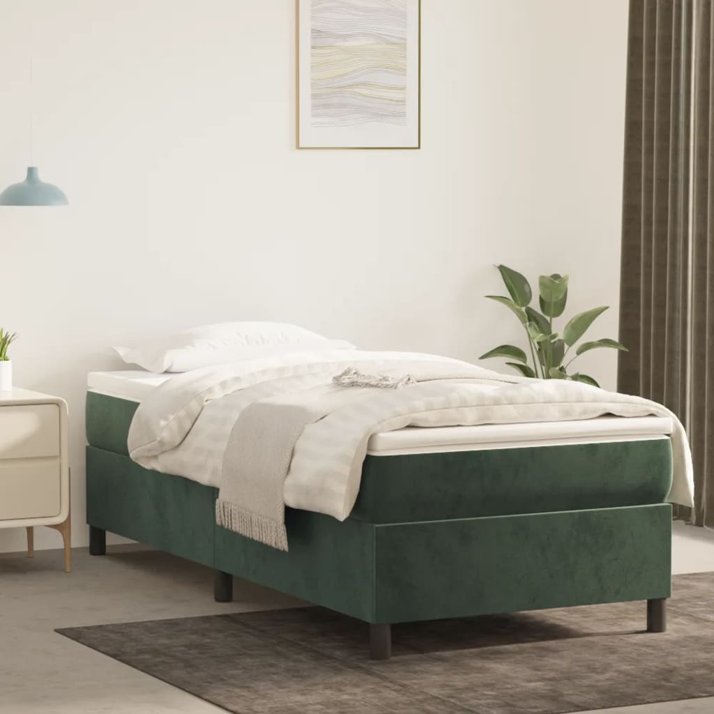 Box spring postel tmavě zelená 80 x 200 cm samet