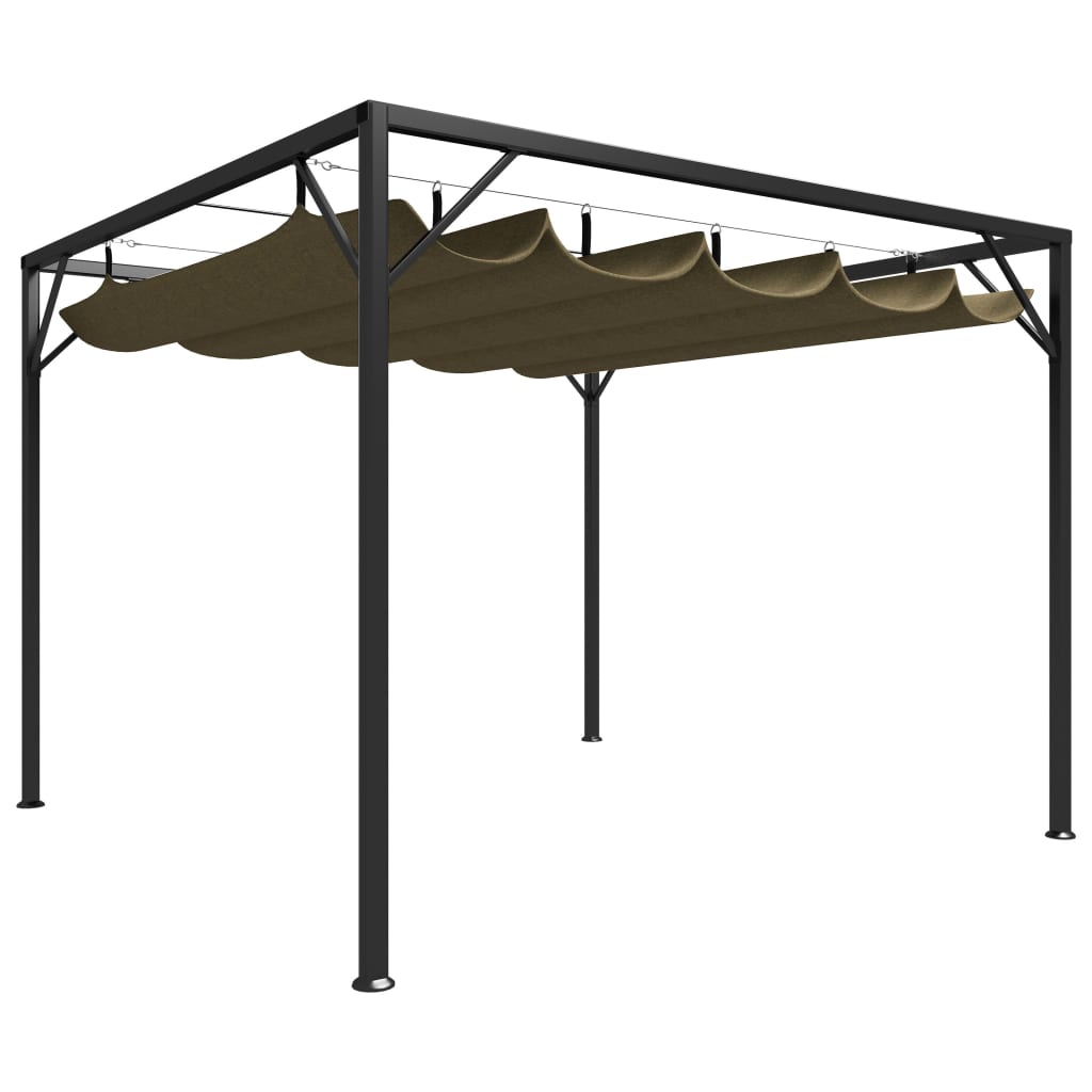 Zahradní altán se zatahovací střechou 3 x 3 m taupe 180 g/m²