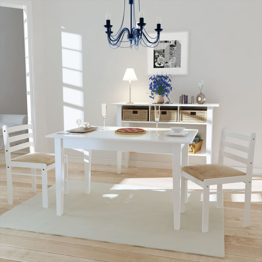 Jídelní židle 2 ks bílé masivní kaučukovníkové dřevo a samet