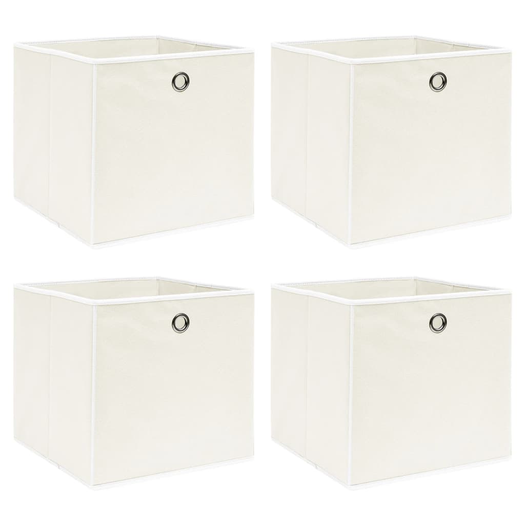 Úložné boxy 4 ks bílé 32 x 32 x 32 cm textil