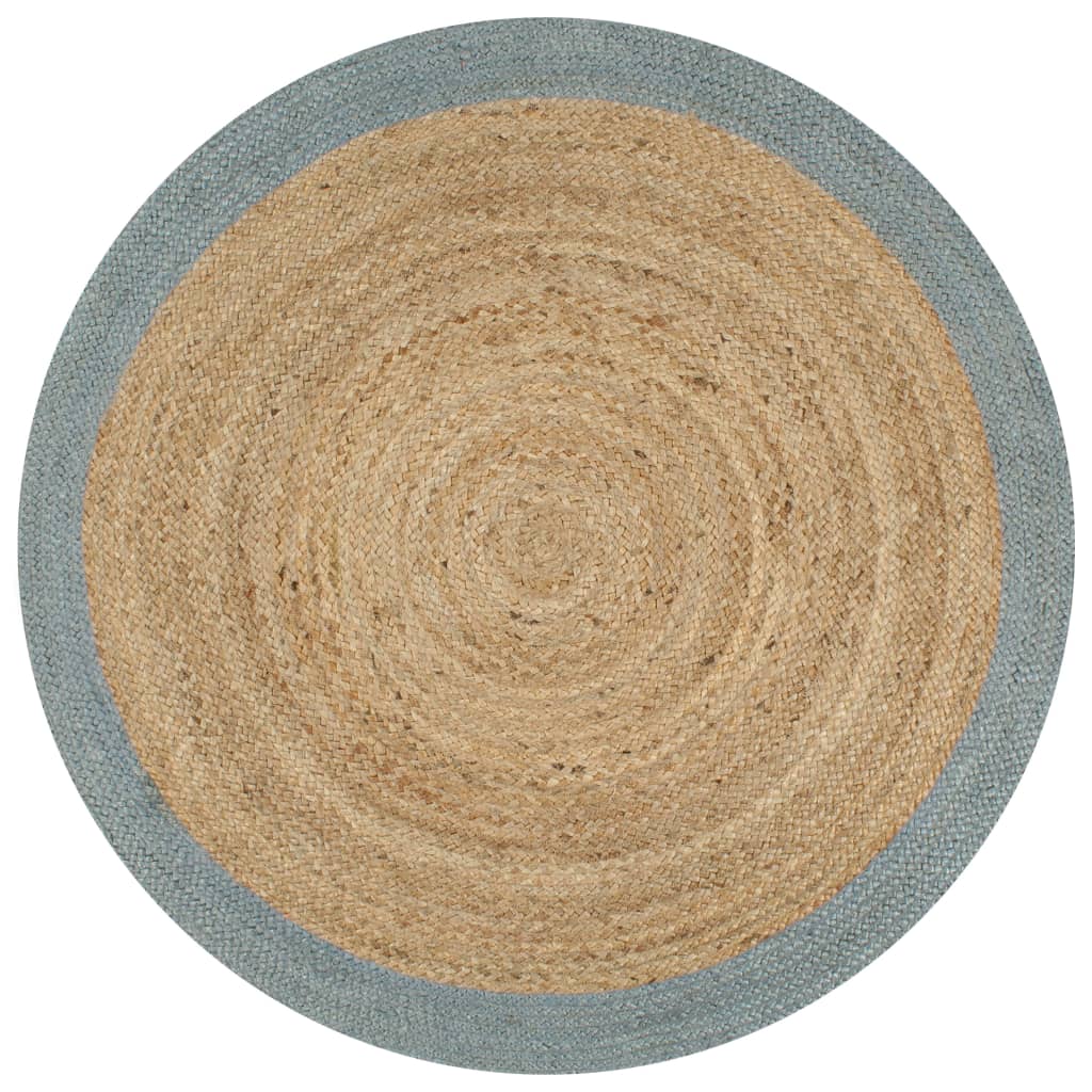 Ručně vyrobený koberec z juty s olivově zeleným okrajem 90 cm