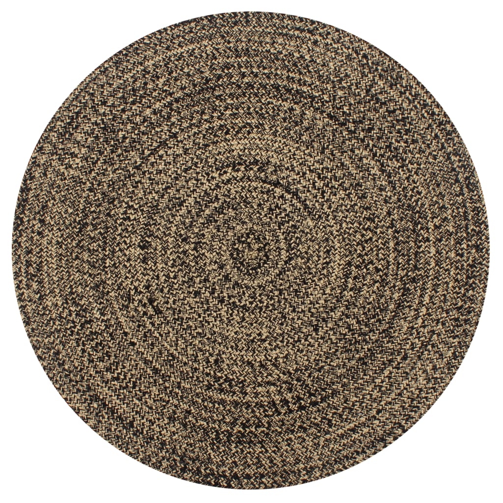 Ručně vyráběný koberec juta černý a přírodní 150 cm