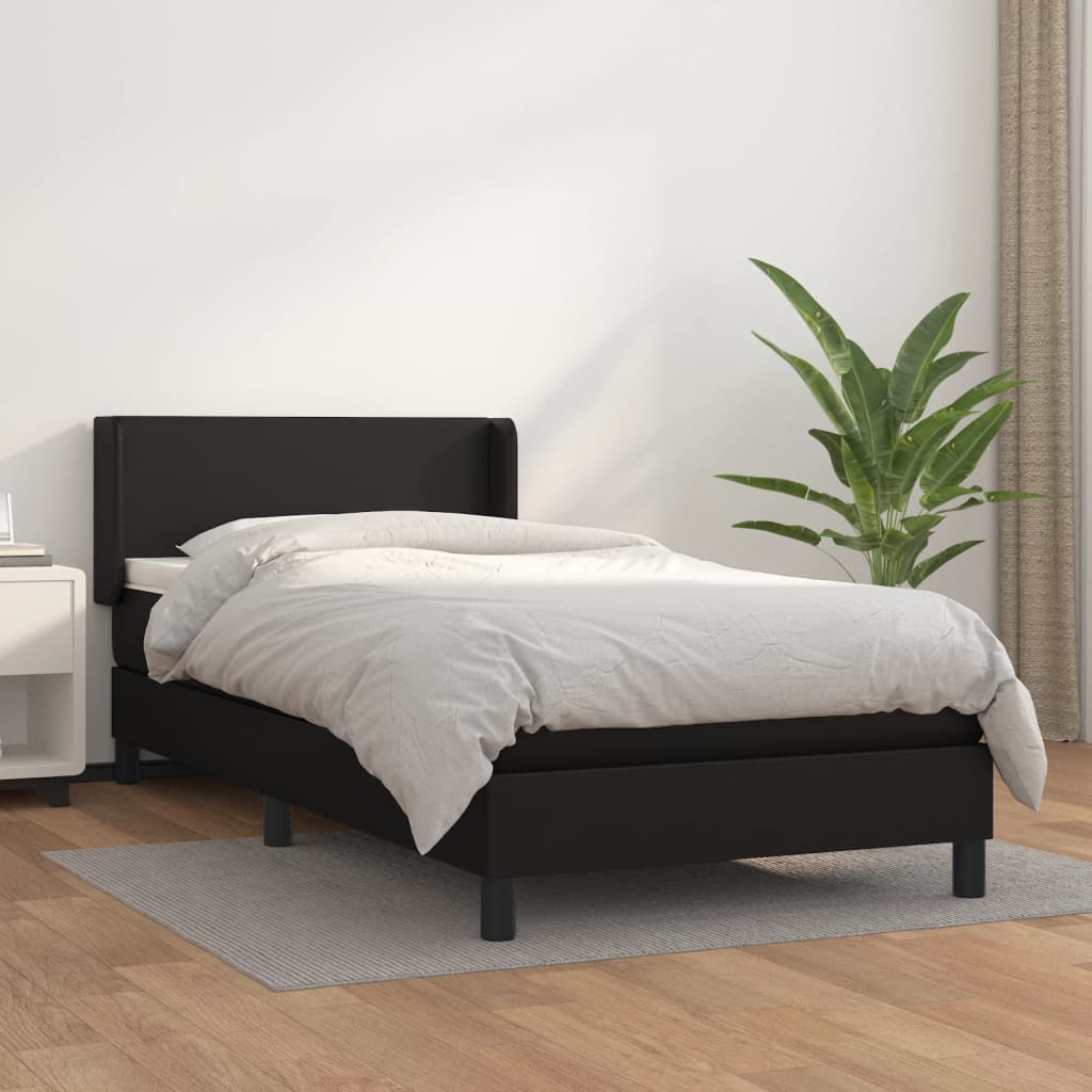 Box spring postel s matrací černá 100x200 cm umělá kůže