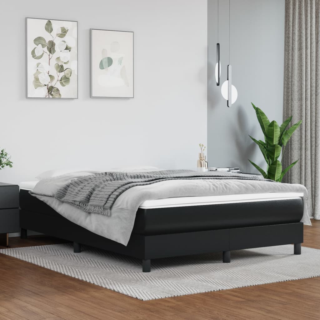 Box spring postel černá 140 x 200 cm umělá kůže