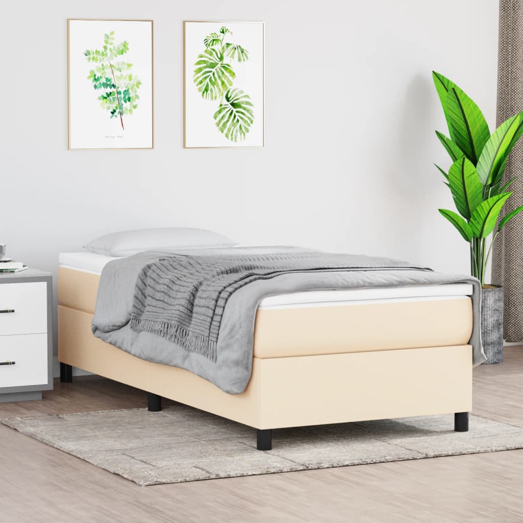 Rám postele bez matrací krémově 90x190 cm textil