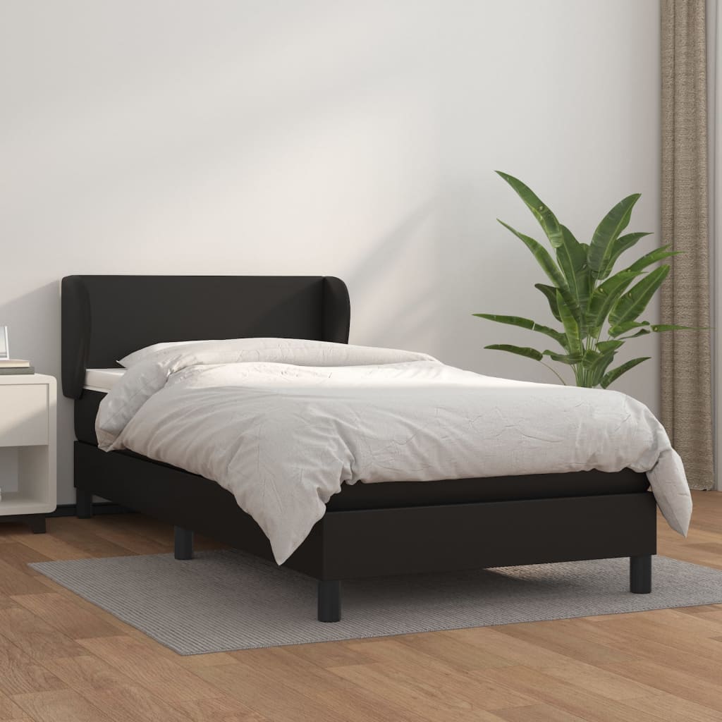 Box spring postel s matrací černá 90x190 cm umělá kůže