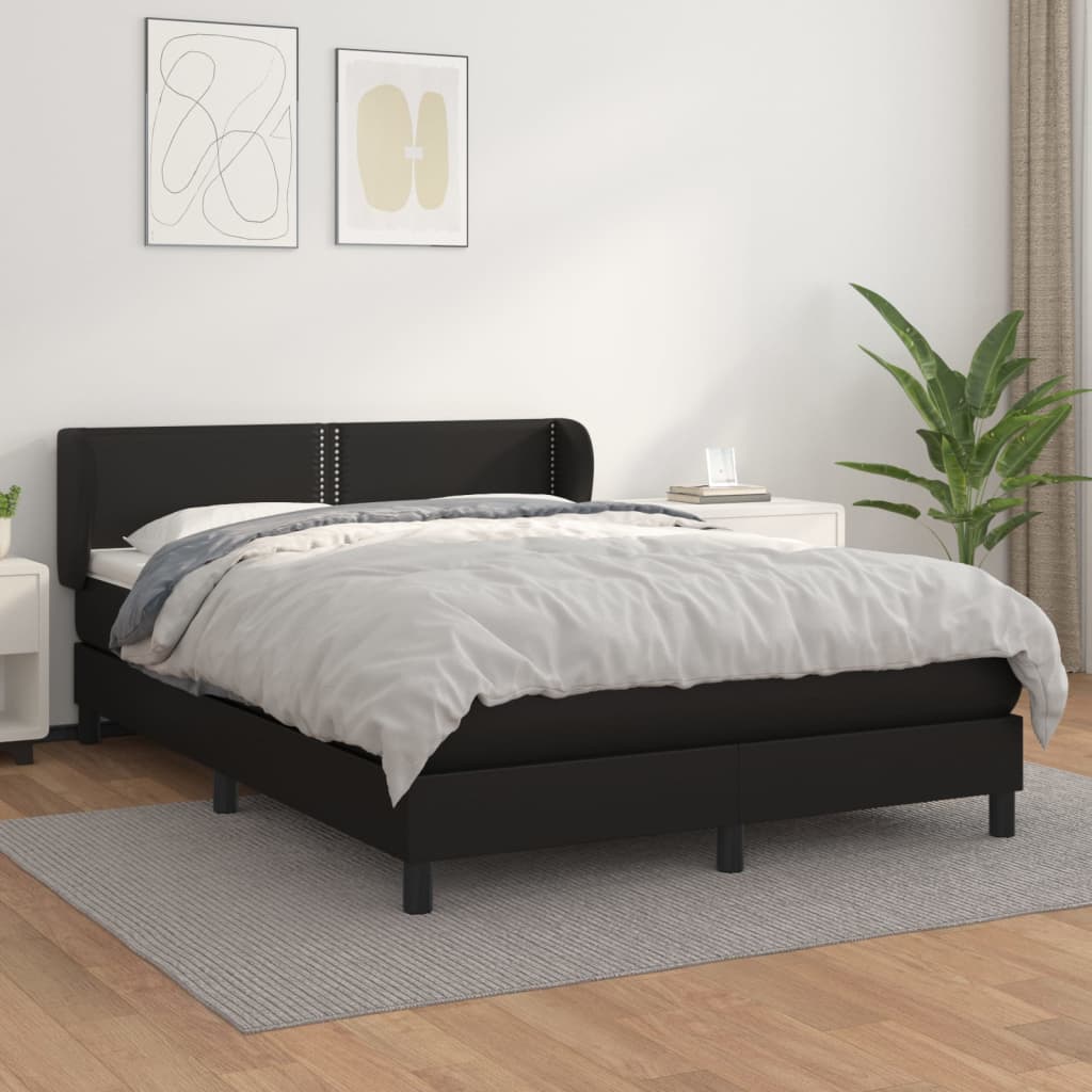 Box spring postel s matrací černá 140x200 cm umělá kůže