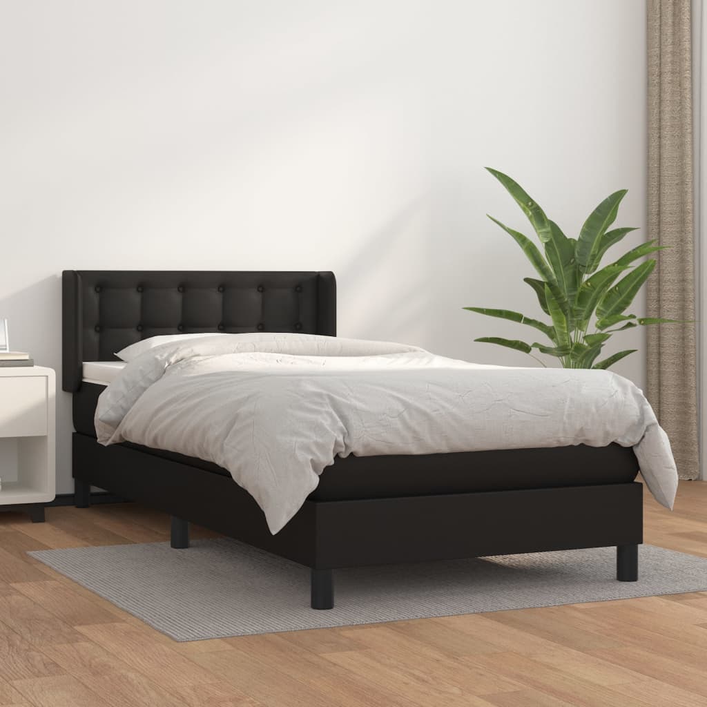 Box spring postel s matrací černá 90x190 cm umělá kůže