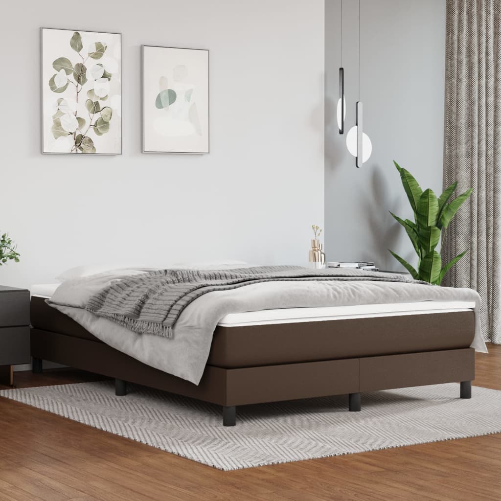 Box spring postel hnědá 140 x 200 cm umělá kůže