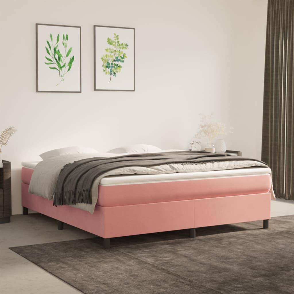 Rám postele růžový 160 x 200 cm samet