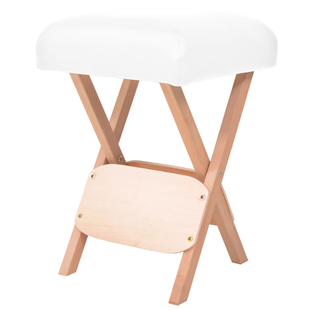 Skládací masážní stolička s 12 cm silným sedákem bílá