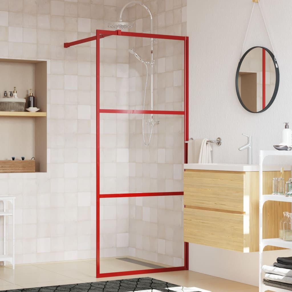 Zástěna do průchozí sprchy čiré ESG sklo červená 80 x 195 cm