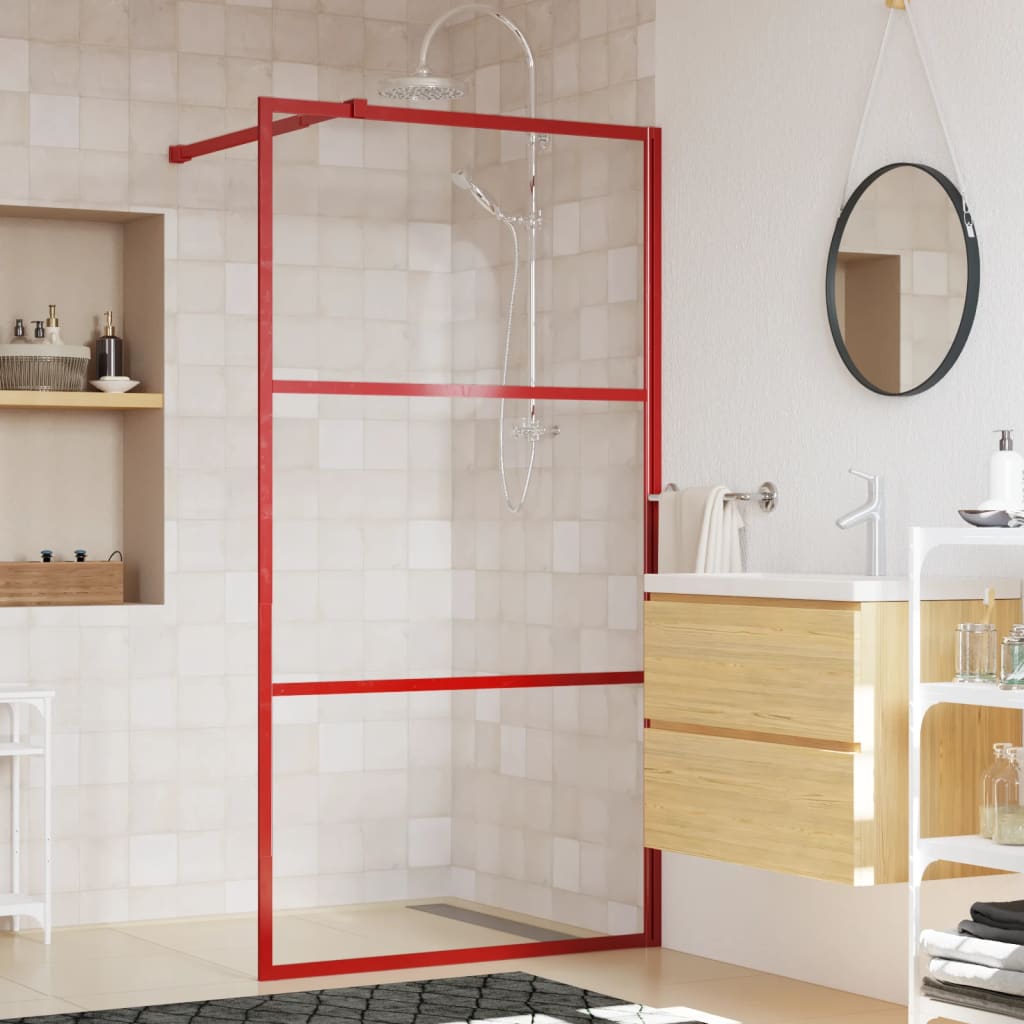 Zástěna do průchozí sprchy čiré ESG sklo červená 115 x 195 cm