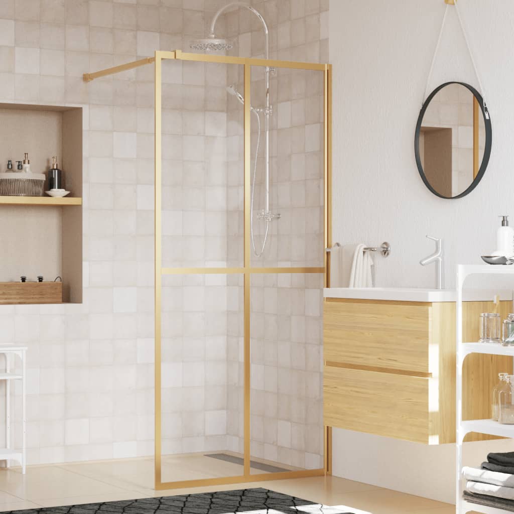 Zástěna do průchozí sprchy čiré ESG sklo zlatá 80 x 195 cm