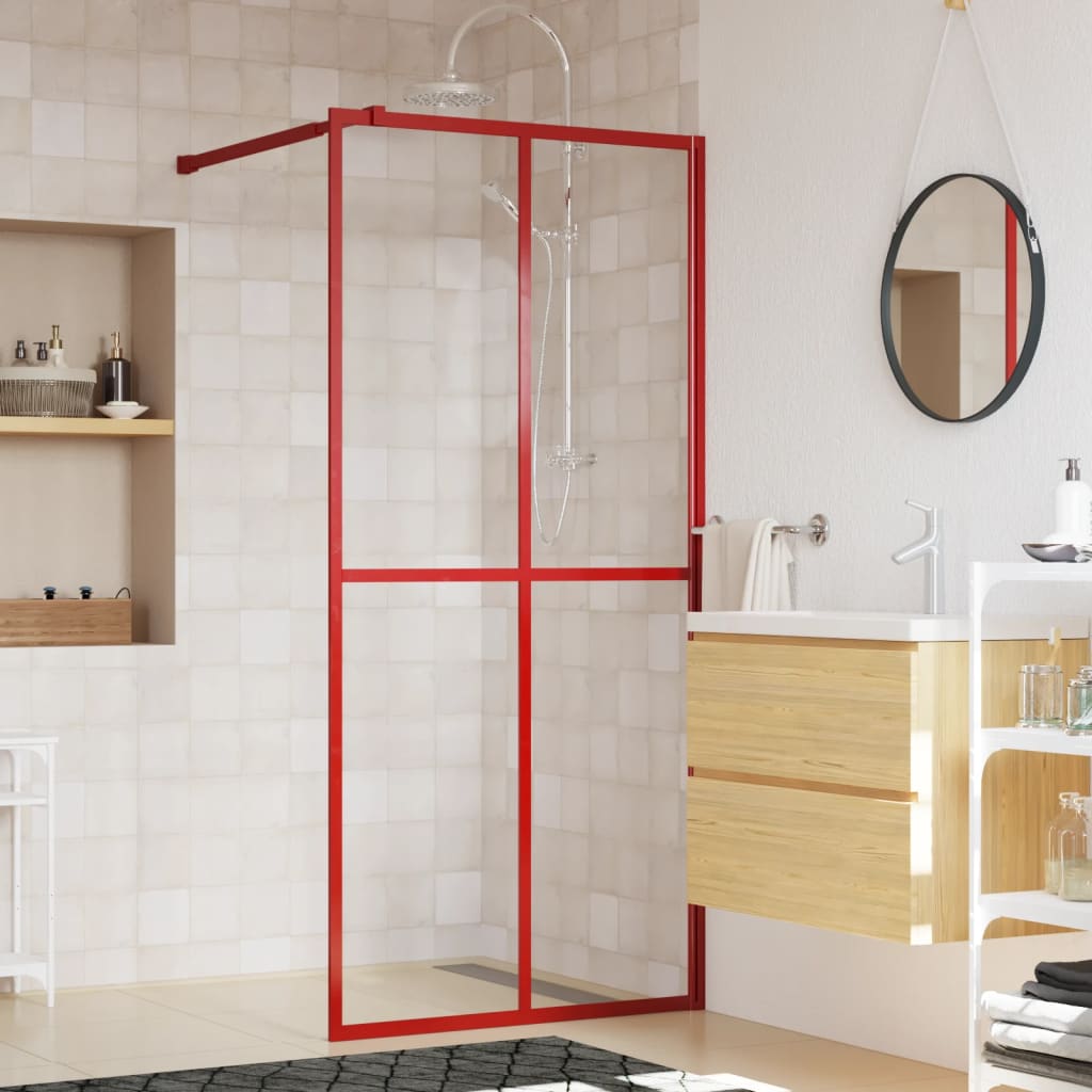 Zástěna do průchozí sprchy čiré ESG sklo červená 90 x 195 cm