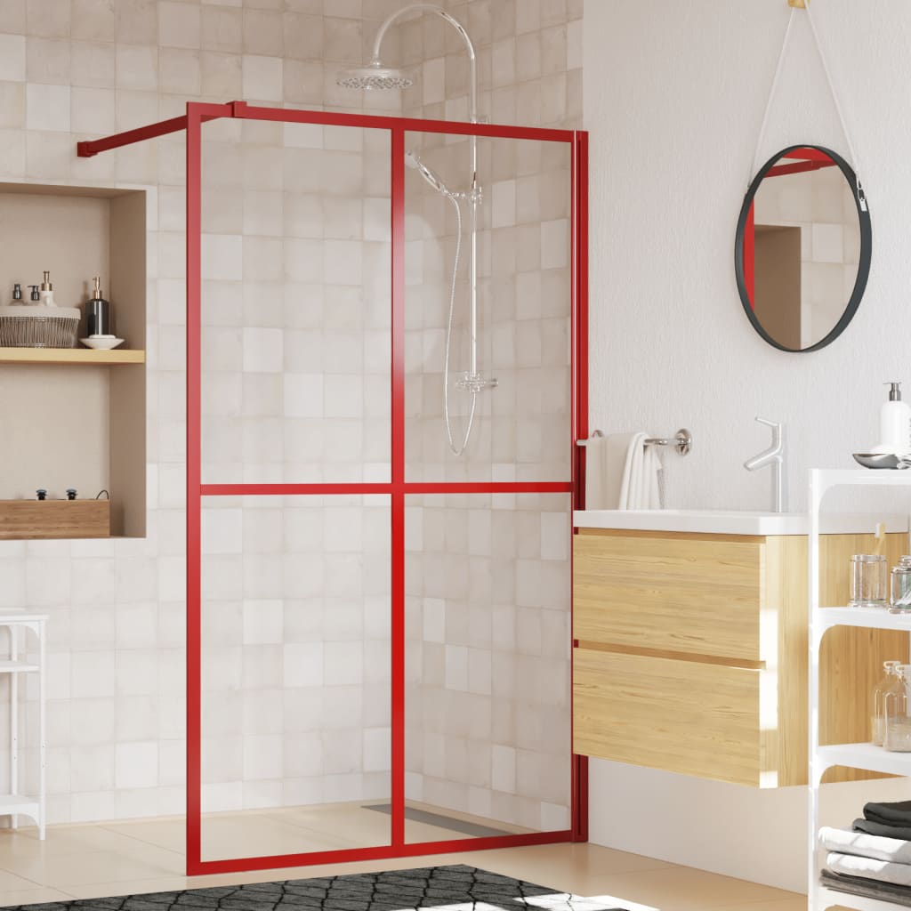 Zástěna do průchozí sprchy čiré ESG sklo červená 118 x 195 cm
