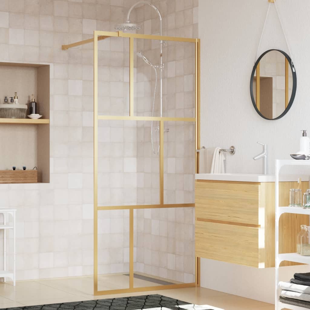 Zástěna do průchozí sprchy čiré ESG sklo zlatá 90 x 195 cm