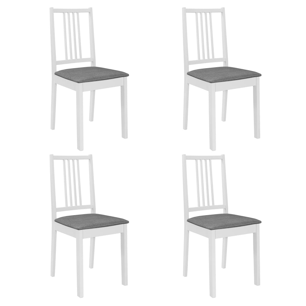 Jídelní židle s poduškami 4 ks bílé masivní dřevo