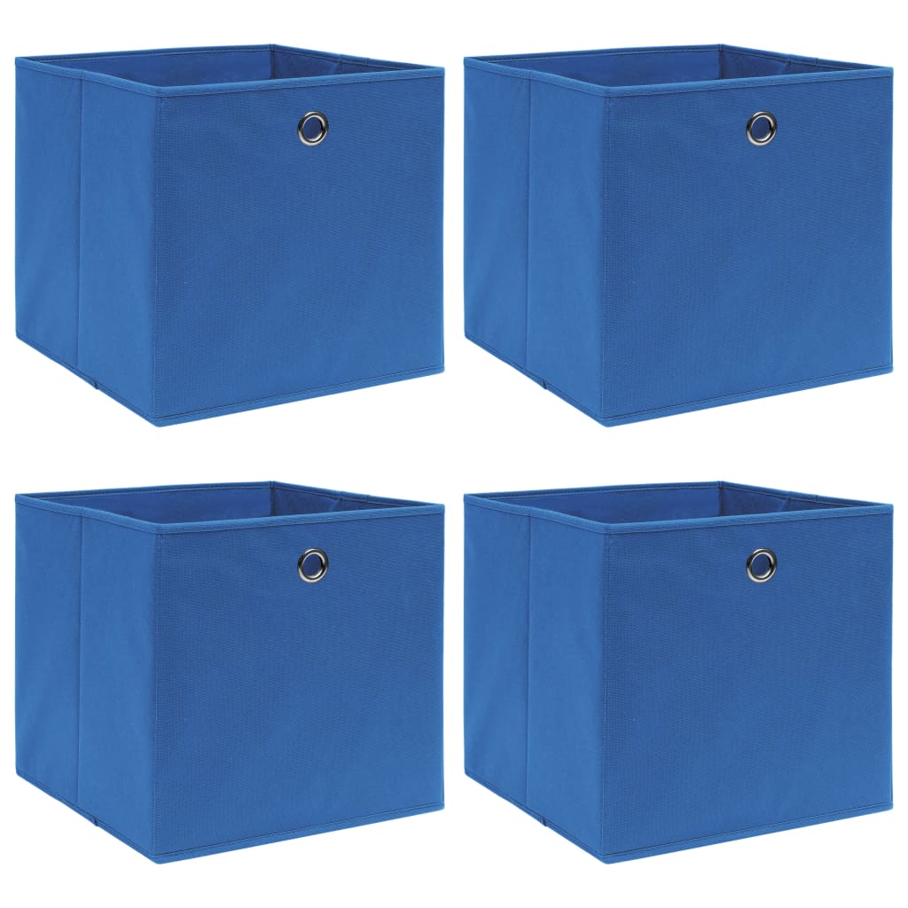 Úložné boxy 4 ks modré 32 x 32 x 32 cm textil