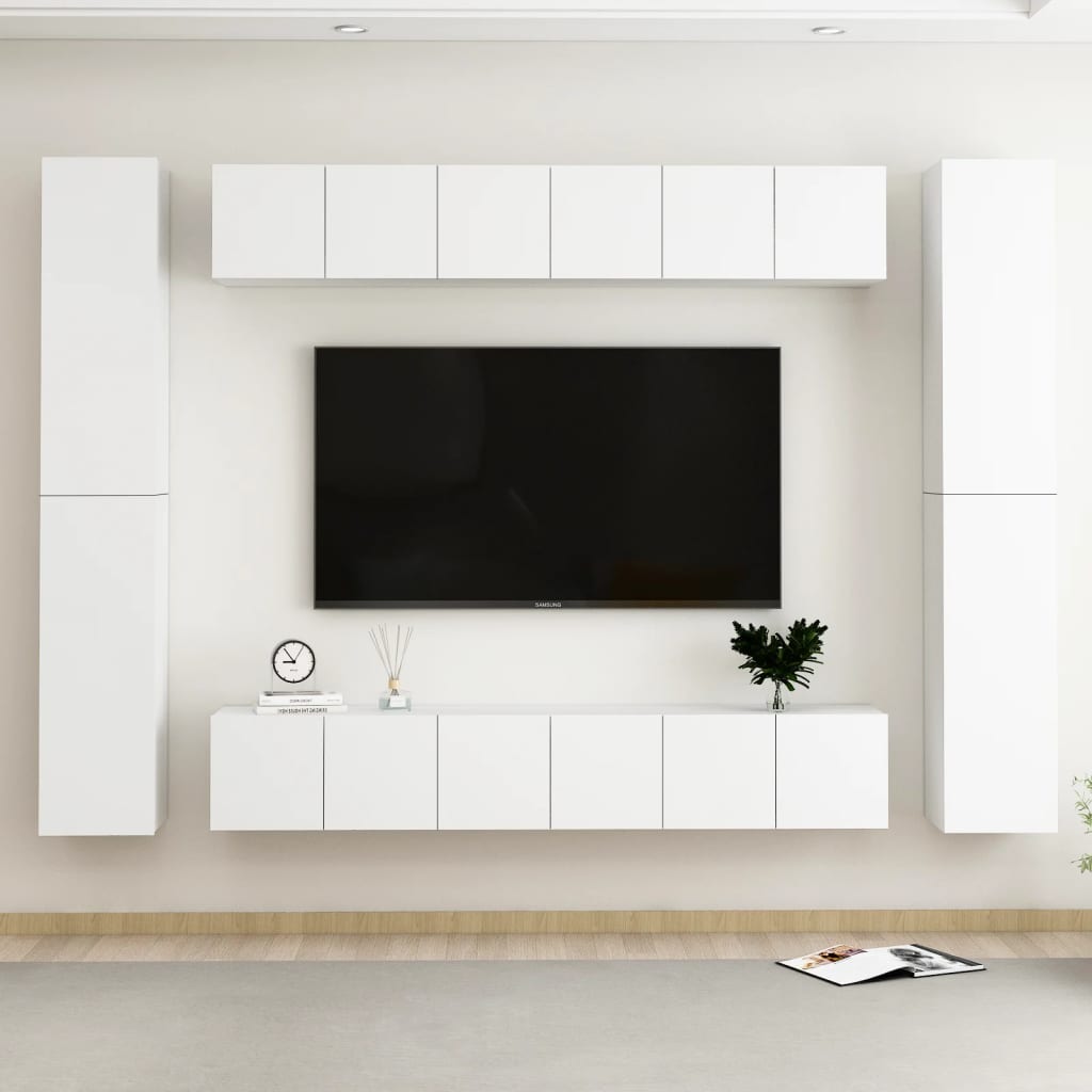10dílný set TV skříněk bílý kompozitní dřevo