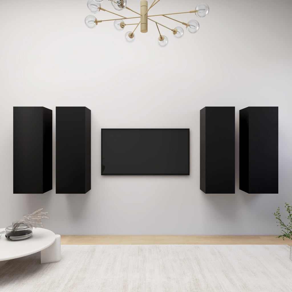 TV stolky 4 ks černé 30,5 x 30 x 90 cm kompozitní dřevo