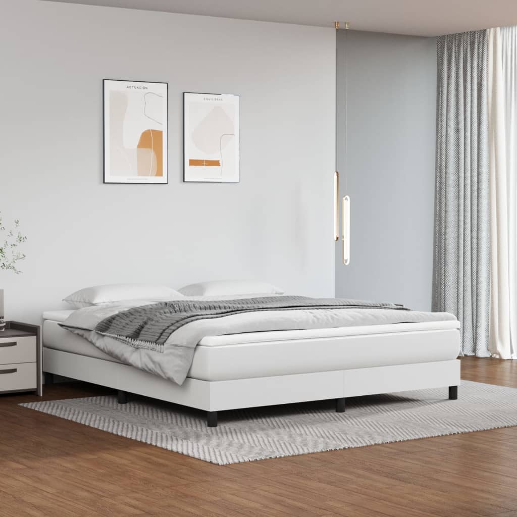 Box spring postel bílá 160 x 200 cm umělá kůže