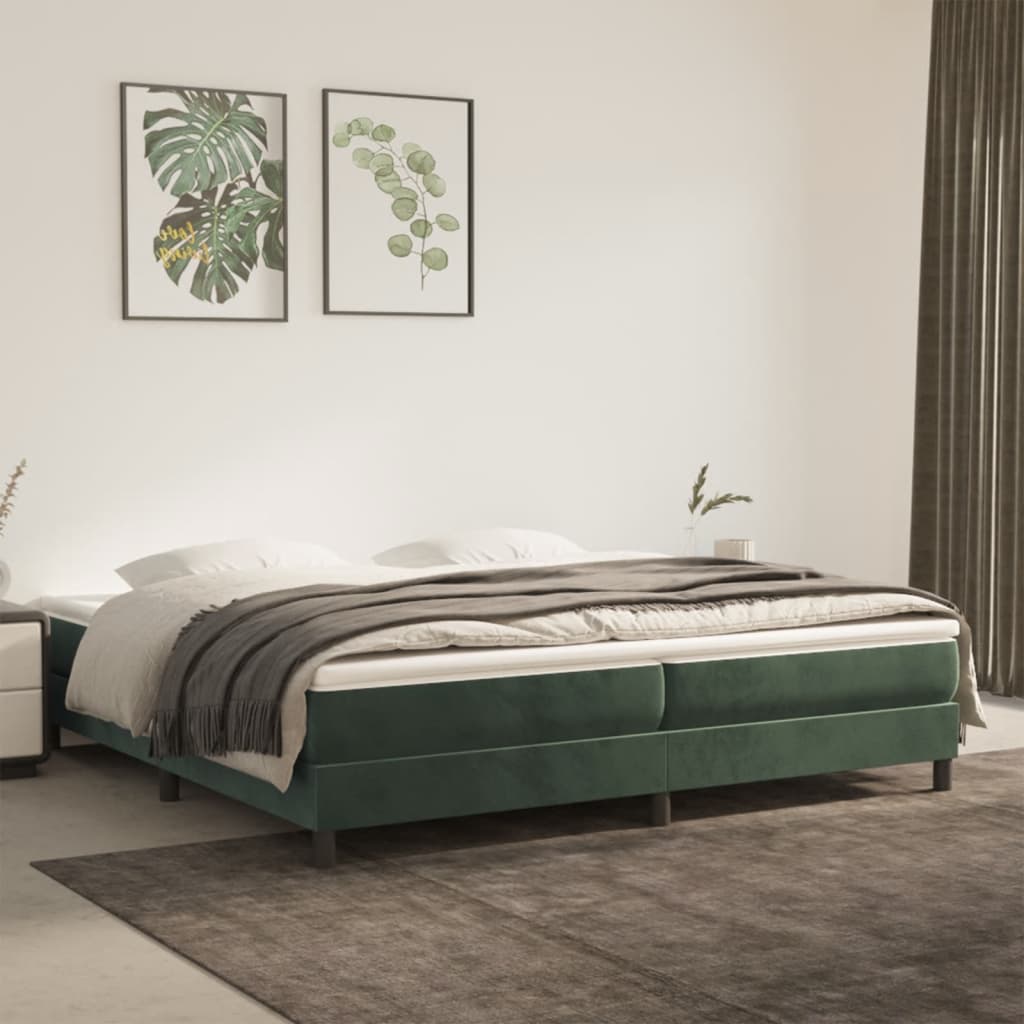 Box spring postel tmavě zelená 200 x 200 cm samet