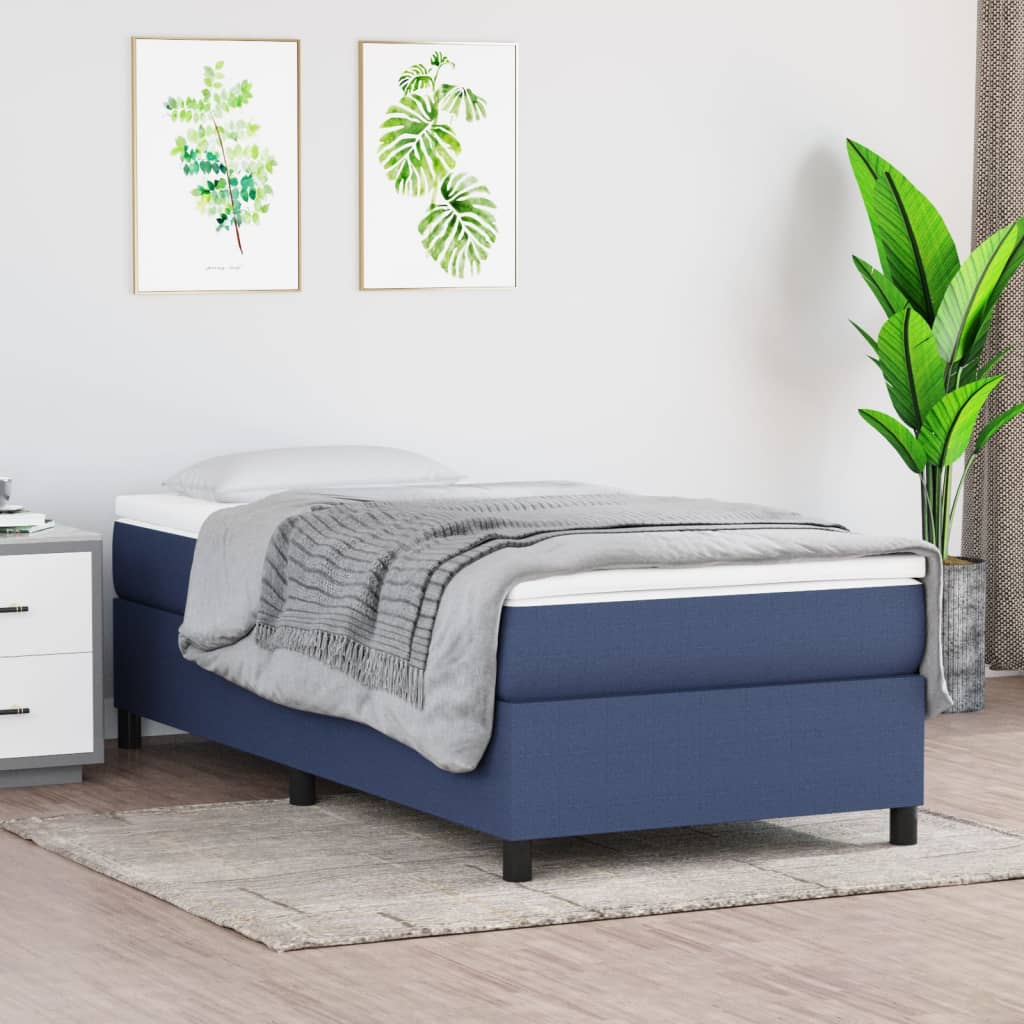 Rám postele bez matrací modrá 90x190 cm textil