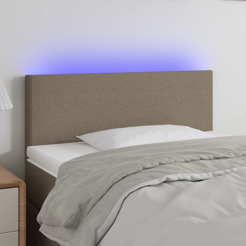 Čelo postele s LED taupe 80 x 5 x 78/88 cm textil