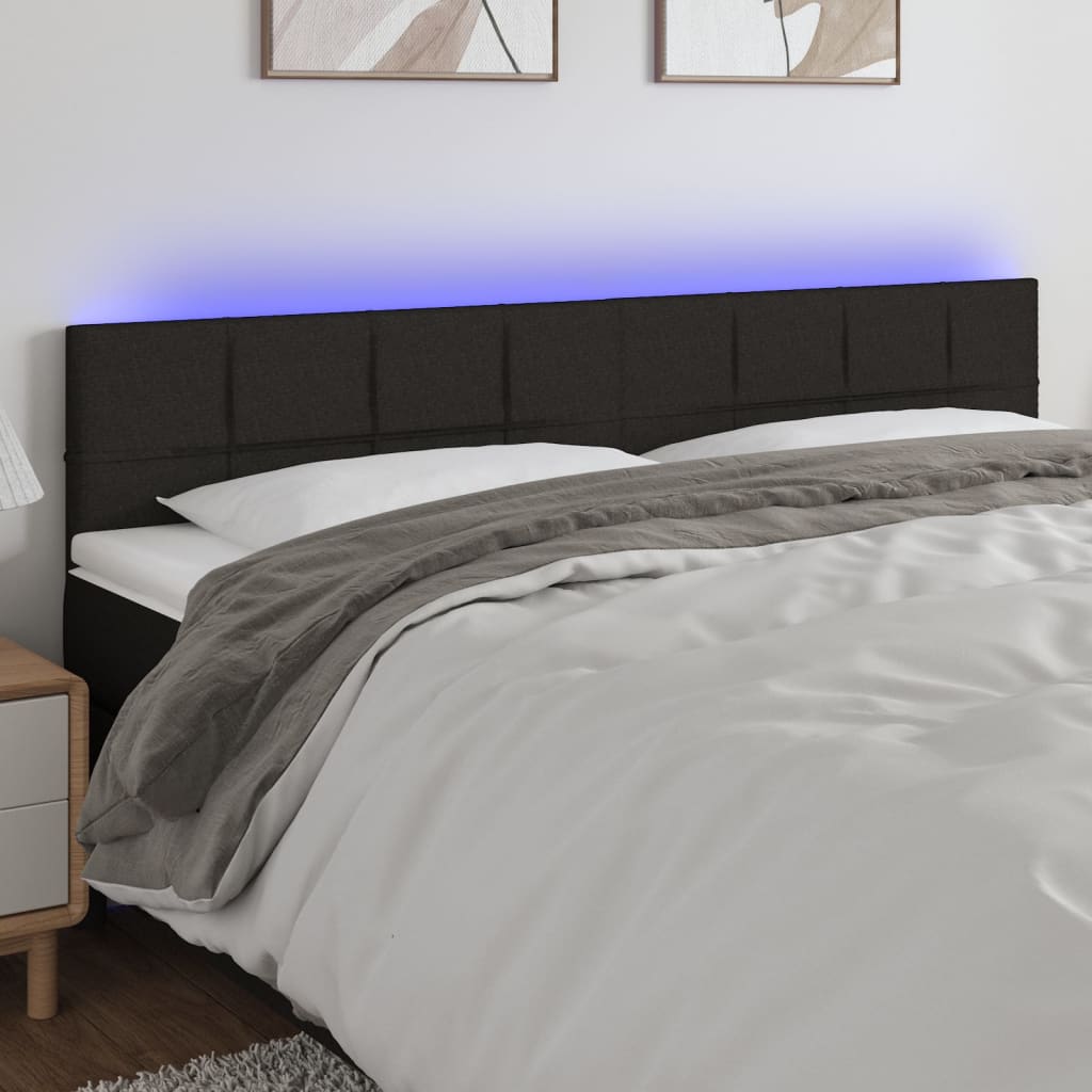 Čelo postele s LED černé 180x5x78/88 cm textil