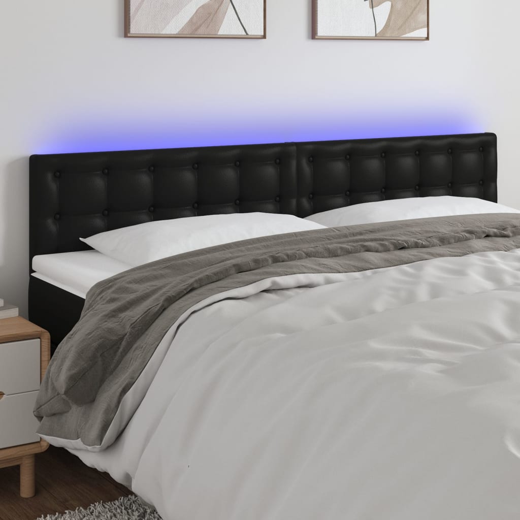 Čelo postele s LED černé 200x5x78/88 cm umělá kůže