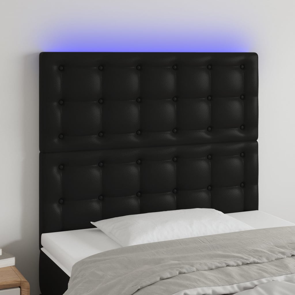 Čelo postele s LED černé 100x5x118/128 cm umělá kůže