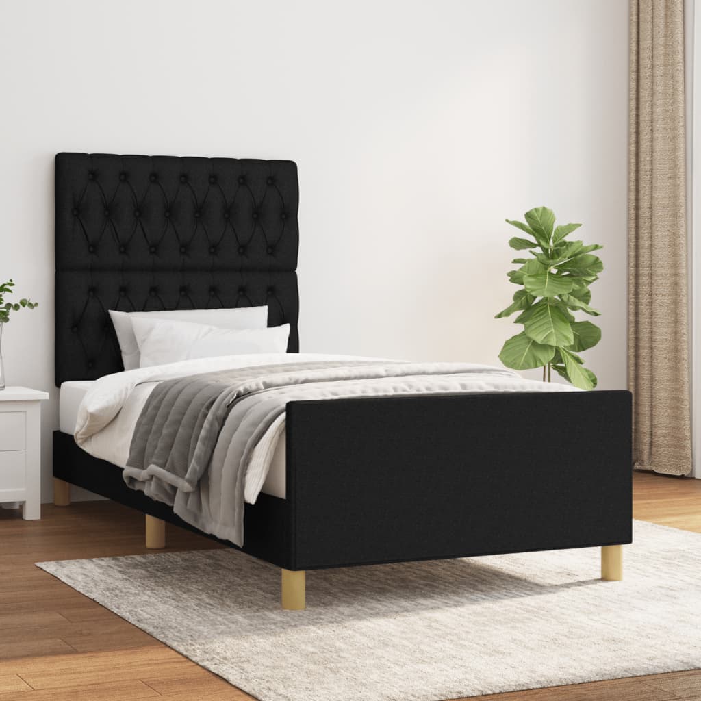 Rám postele bez matrací černá 90x200 cm textil