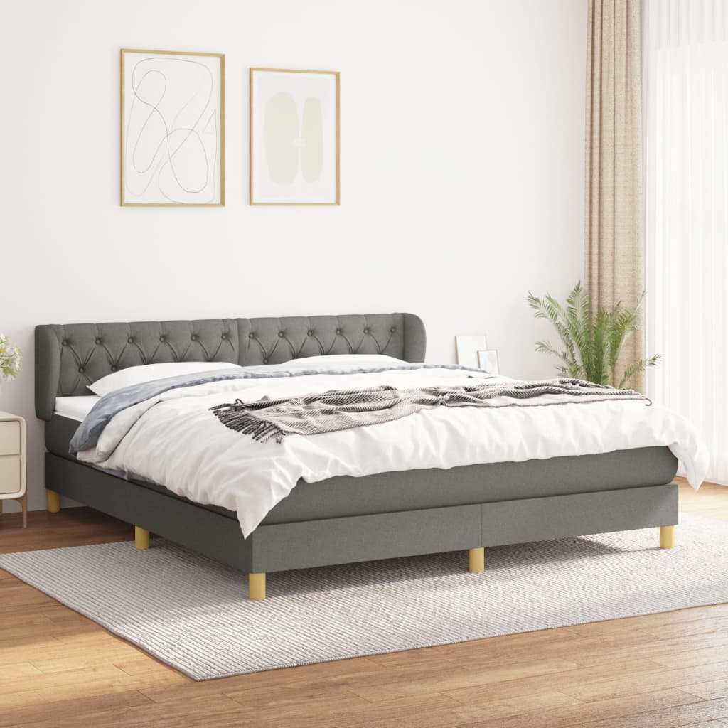 Box spring postel s matrací tmavě šedá 160x200 cm textil