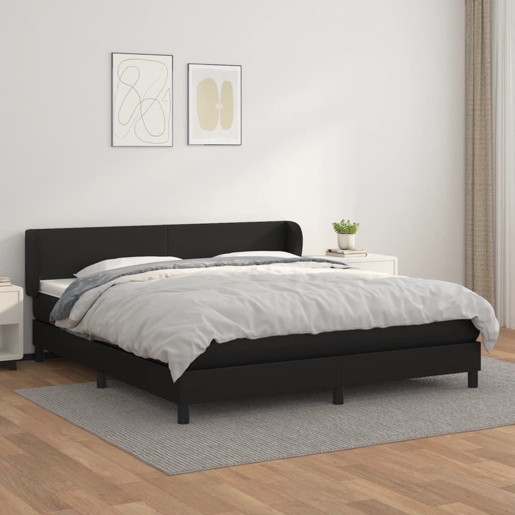 Box spring postel s matrací černá 180x200 cm umělá kůže