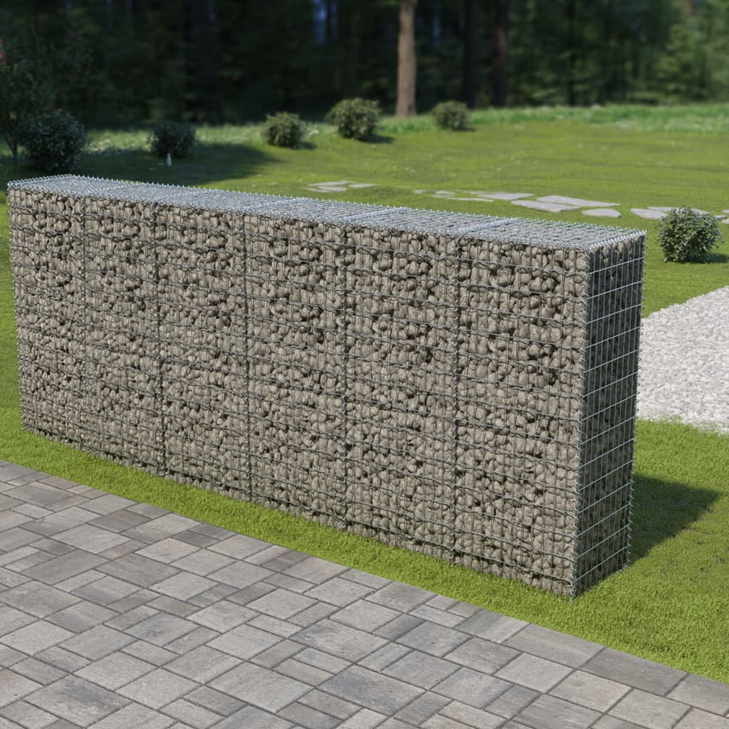 Gabionová zeď s víky z pozinkované oceli 300 x 50 x 150 cm