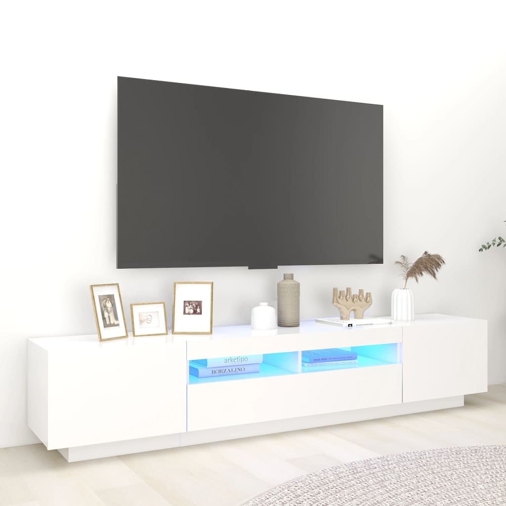 TV skříňka s LED osvětlením bílá 200 x 35 x 40 cm