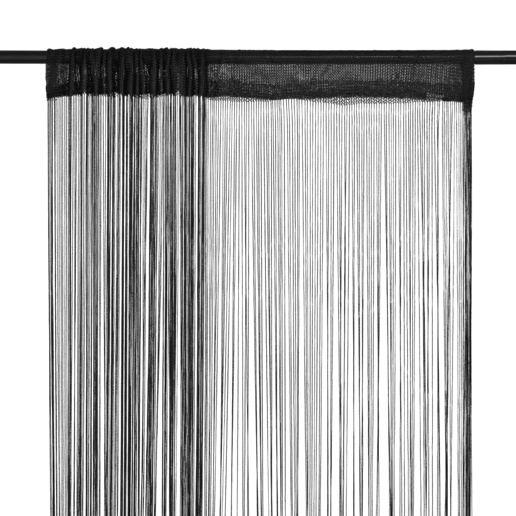 Provázkové záclony, 2 ks, 100x250 cm, černá