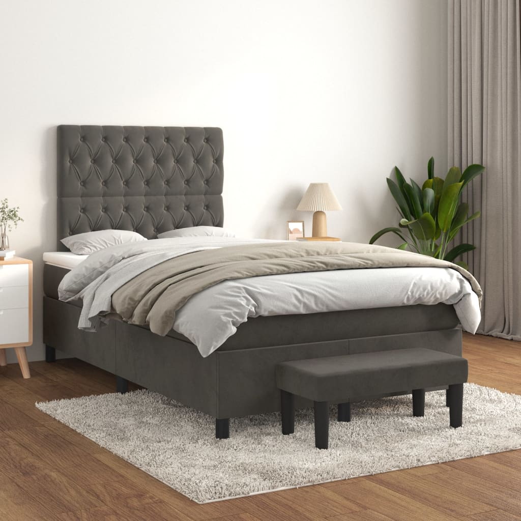 Box spring postel s matrací tmavě šedá 120 x 200 cm samet