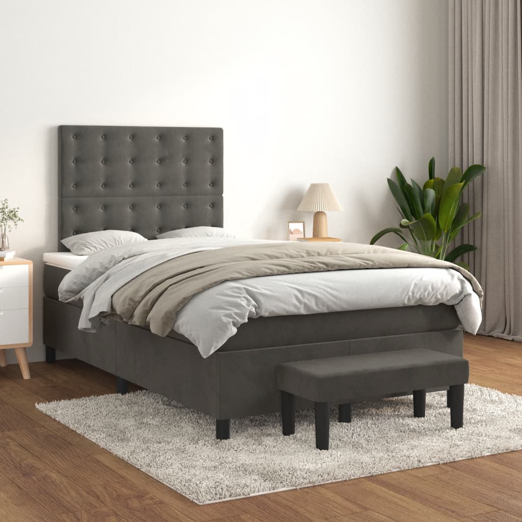 Box spring postel s matrací tmavě šedá 120 x 200 cm samet