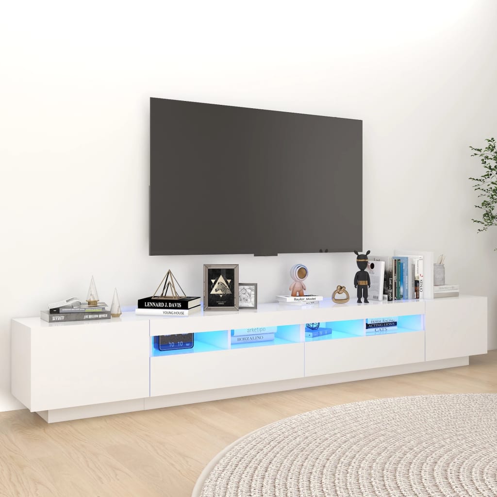 TV skříňka s LED osvětlením bílá 260 x 35 x 40 cm