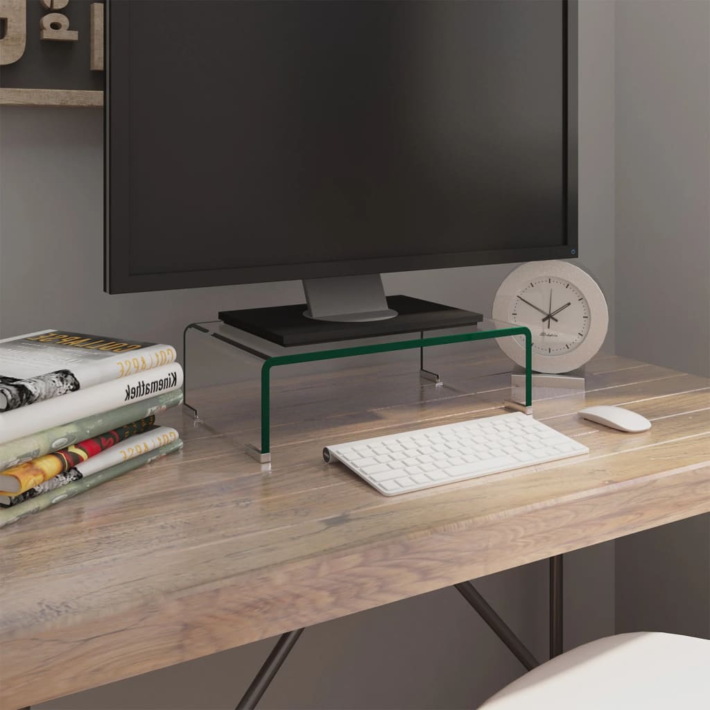 TV stolek / podstavec na monitor čiré sklo 40x25x11 cm