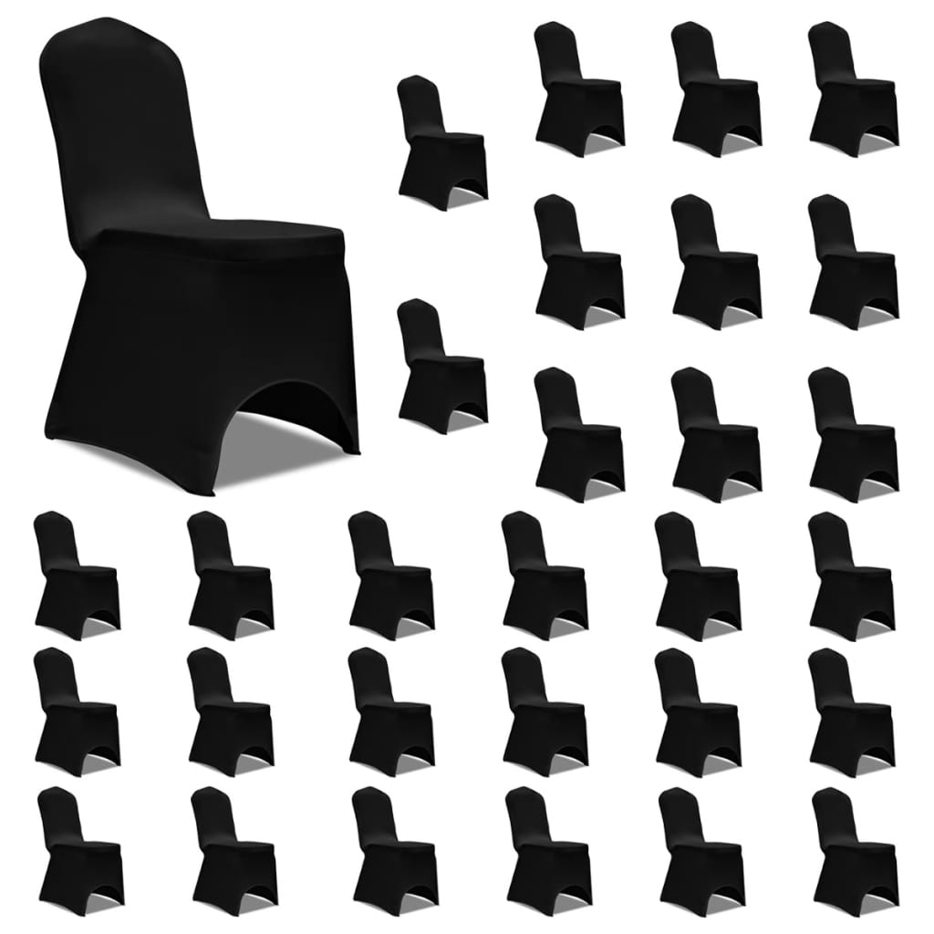 Potahy na židle napínací černé 30 ks