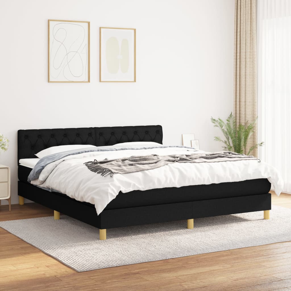 Box spring postel s matrací černá 160x200 cm textil