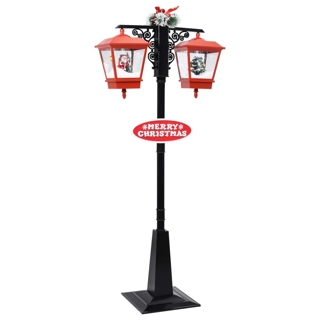Vánoční pouliční lampa se Santou černo-červená 81x40x188 cm PVC